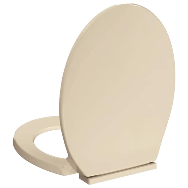 vidaXL Toalettsits mjuk stängning beige oval Beige