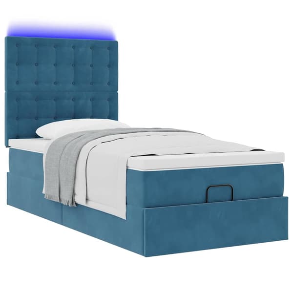 vidaXL Ottoman sängram med madrasser mörkblå 100x200 cm sammet Blå