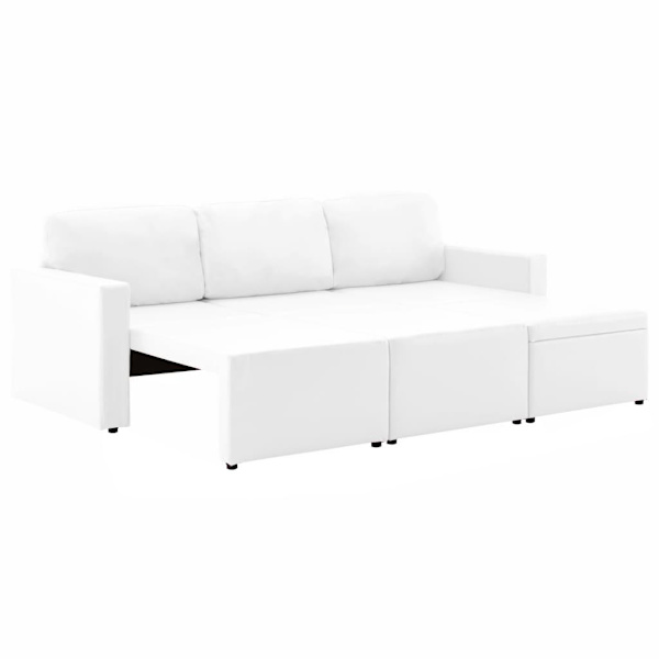 vidaXL Bäddsoffa modulär 3-sits vit konstläder Vit