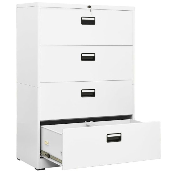 vidaXL Dokumentskåp vit 90x46x134 cm stål Vit