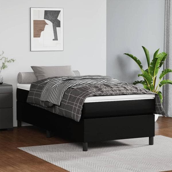 vidaXL Ramsäng svart 90x190 cm konstläder Svart
