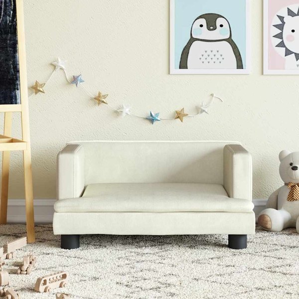 vidaXL Barnsoffa gräddvit 60x40x30 cm sammet Kräm