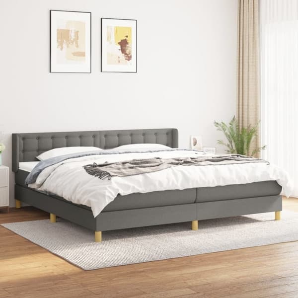 vidaXL Ramsäng med madrass mörkgrå 200x200 cm tyg Grå
