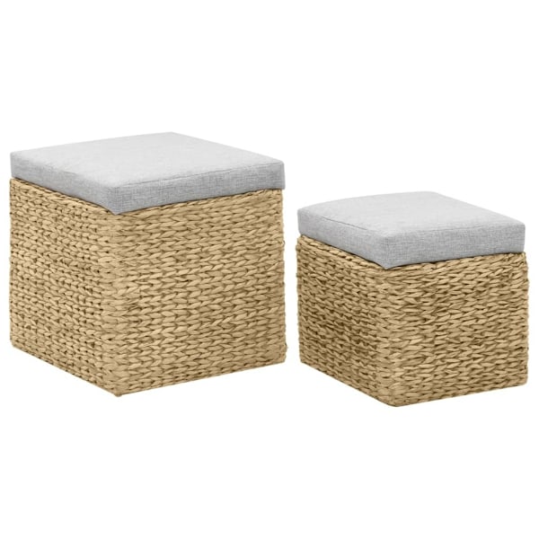 vidaXL Ottoman set 2 delar sjögräs grå grå
