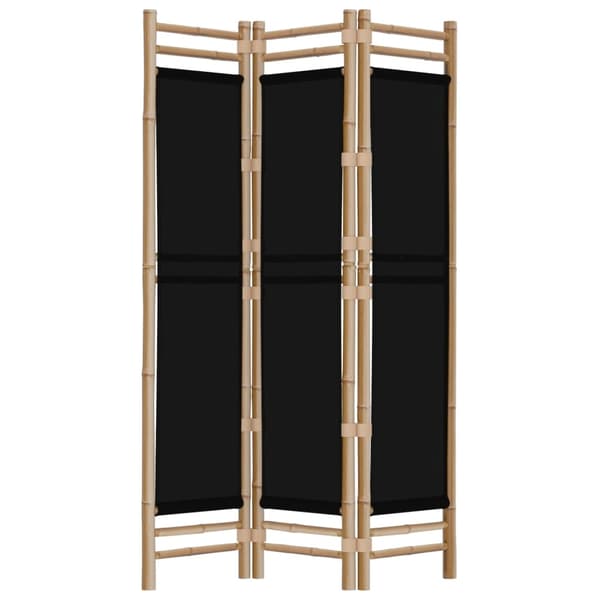 vidaXL Rumsavdelare 3 paneler hopfällbar 120 cm bambu och kanvas Svart