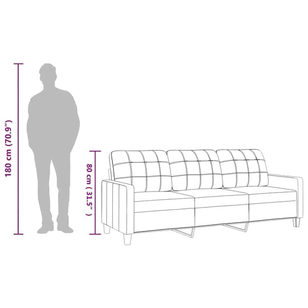 vidaXL 3-sitssoffa svart 180 cm konstläder art