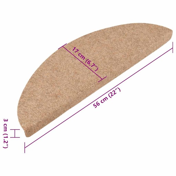 vidaXL Trappstegsmattor självhäftande 15 st 56x17x3 cm beige Beige