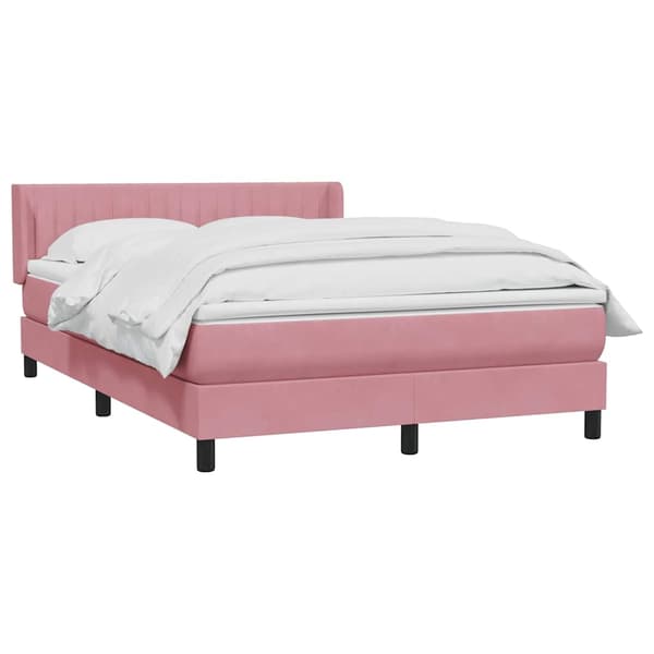 vidaXL Ramsäng med madrass rosa 160x220 cm sammet Rosa