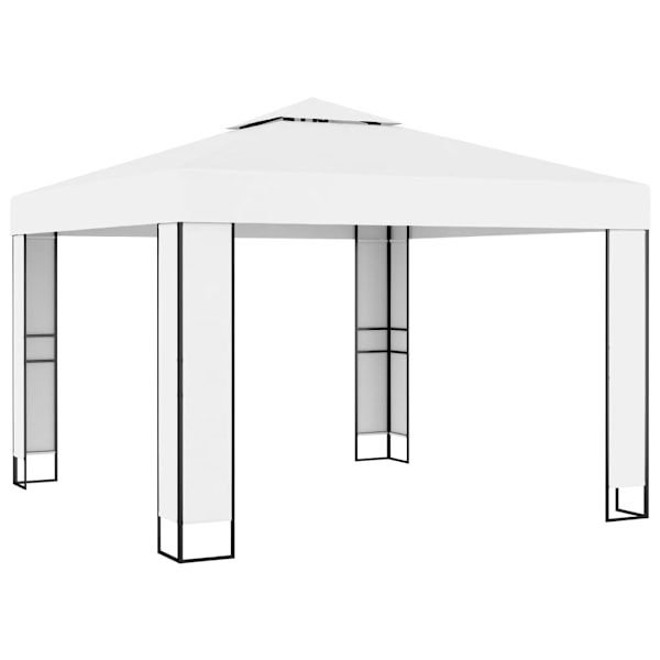 vidaXL Paviljong med dubbeltak 3x3 m vit Vit