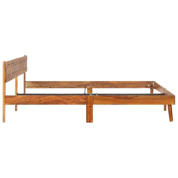 vidaXL Sängram massivt sheshamträ 200x200 cm Brun