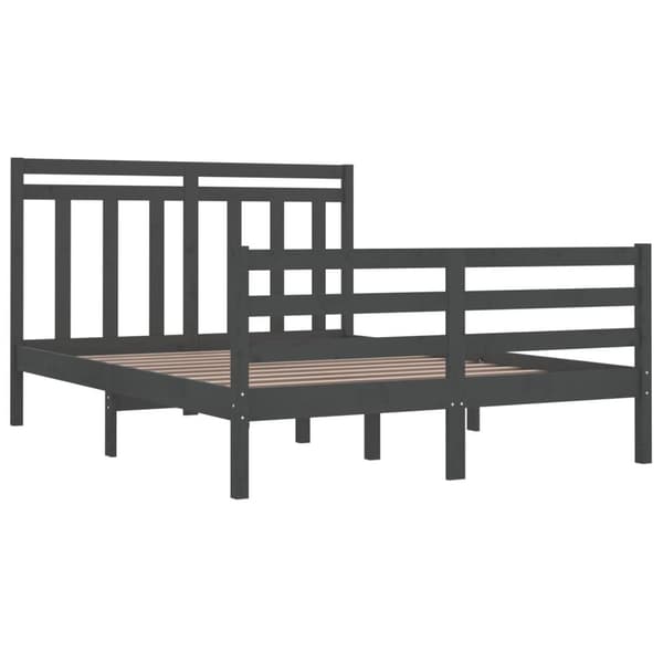 vidaXL Sängram grå massivt trä 135x190 cm Grå