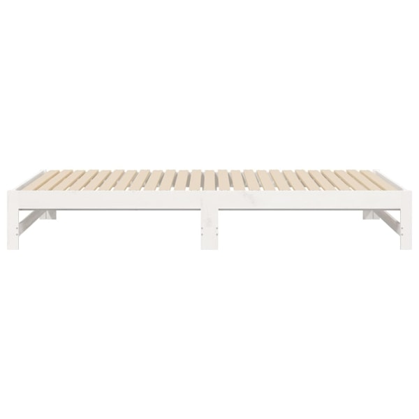 vidaXL Utdragbar dagbädd vit 2x(80x200) cm massiv furu Vit
