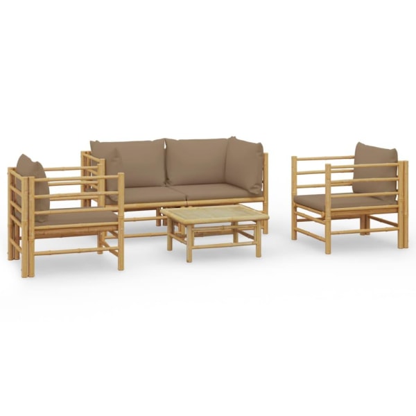 vidaXL Loungegrupp 5 delar taupe dynor bambu Brun