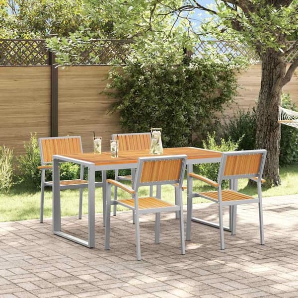 vidaXL Trädgårdsmöbelset 5 pcs Grå Massivt Akaciaträ Grå
