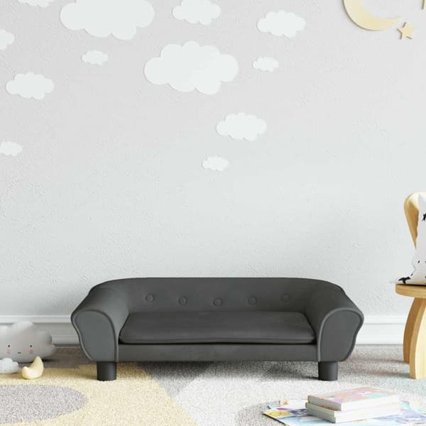 vidaXL Barnsoffa mörkgrå 70x45x26 cm sammet Grå