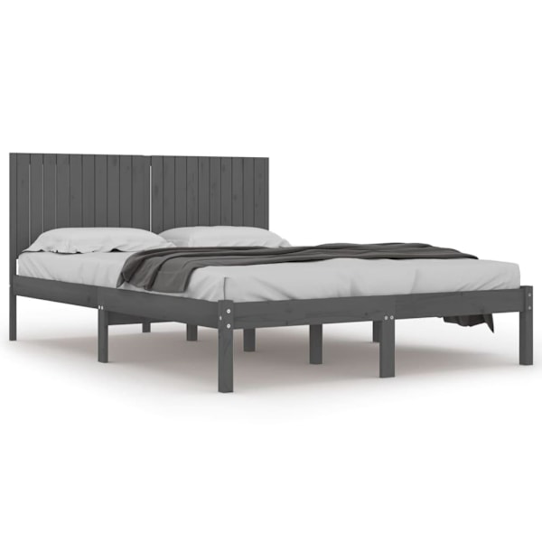 vidaXL Sängram grå massiv furu 200x200 cm Grå