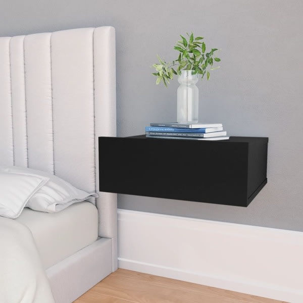 vidaXL Svävande sängbord 2 st svart 40x30x15 cm konstruerat trä Svart