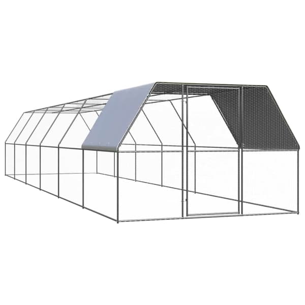 vidaXL Hönsbur för utomhusbruk 3x12x2 m galvaniserat stål Silver