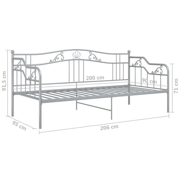 vidaXL Sängram bäddsoffa grå metall 90x200 cm grå