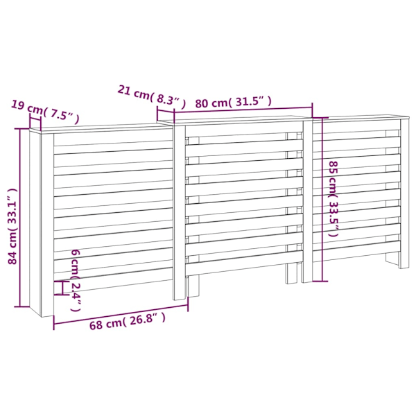 vidaXL Elementskydd vit 210x21x85 cm massiv furu White