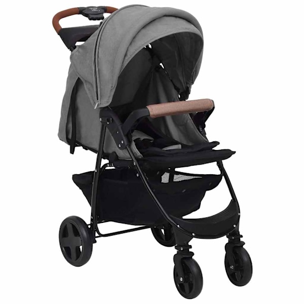 vidaXL Barnvagn 2-i-1 ljusgrå stål grå