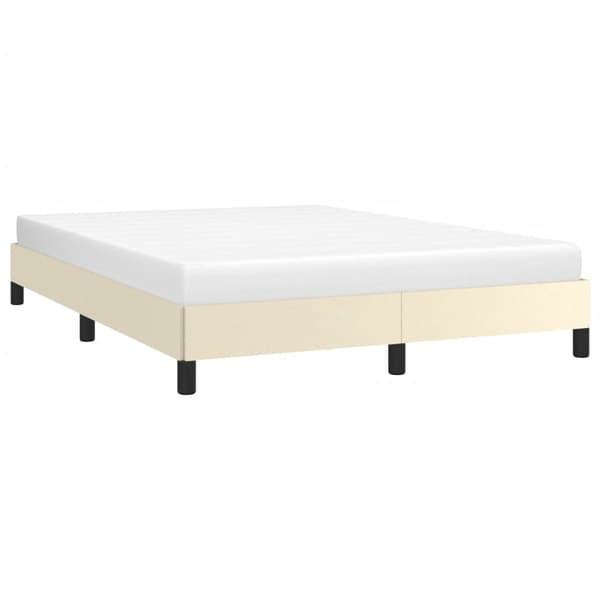 vidaXL Sängram gräddvit 140x190 cm konstläder Kräm