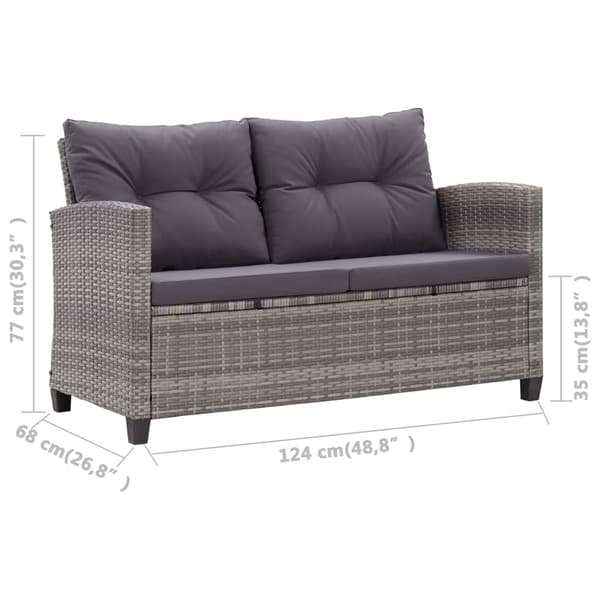 vidaXL Trädgårdssoffa 2-sits med dynor grå 124 cm konstrotting grå