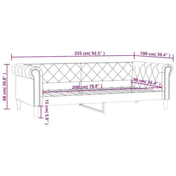 vidaXL Dagbädd gräddvit 90x200 cm konstläder Kräm