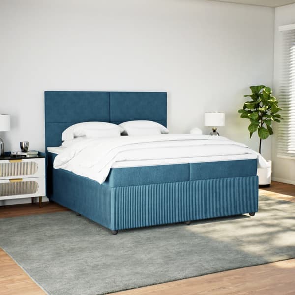 vidaXL Ramsäng med madrass blå 200x200 cm sammet Blå