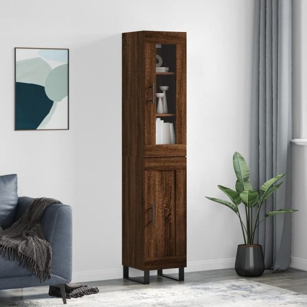 vidaXL Högskåp brun ek 34,5x34x180 cm konstruerat trä Brun