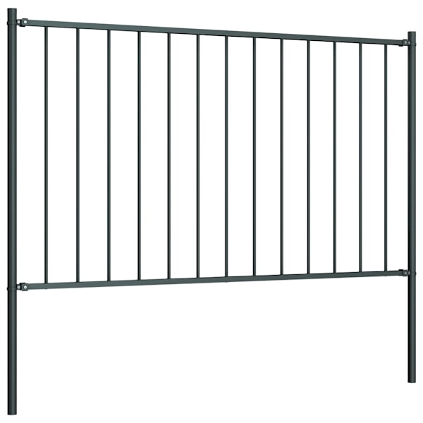 vidaXL Staketpanel med stolpar pulverlackerat stål 1,7x0,75 m antracit Antracit