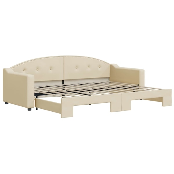 vidaXL Dagbädd utdragbar gräddvit 80x200 cm tyg Kräm