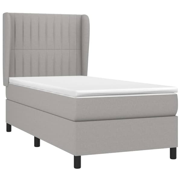 vidaXL Ramsäng med madrass ljusgrå 90x200 cm tyg Grå