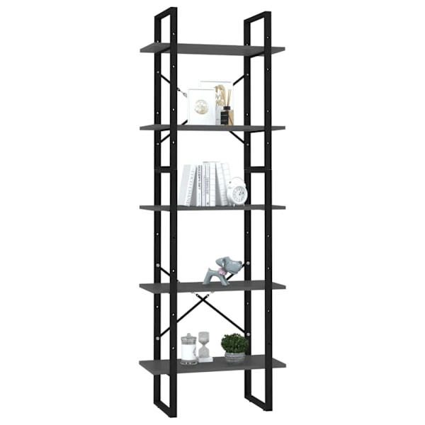 vidaXL Bokhylla med 5 hyllplan grå 60x30x175 cm konstruerat trä grå