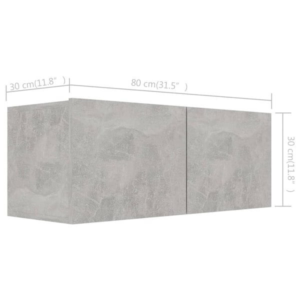 vidaXL TV-skåp 4 st betonggrå 80x30x30 cm konstruerat trä grå