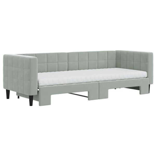 vidaXL Dagbädd med madrasser utdragbar ljusgrå 80x200 cm sammet Grå