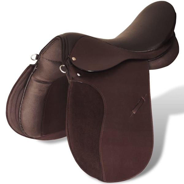 vidaXL Hästsadel set 16" brunt riktigt läder 14 cm 5-i-1 Brun