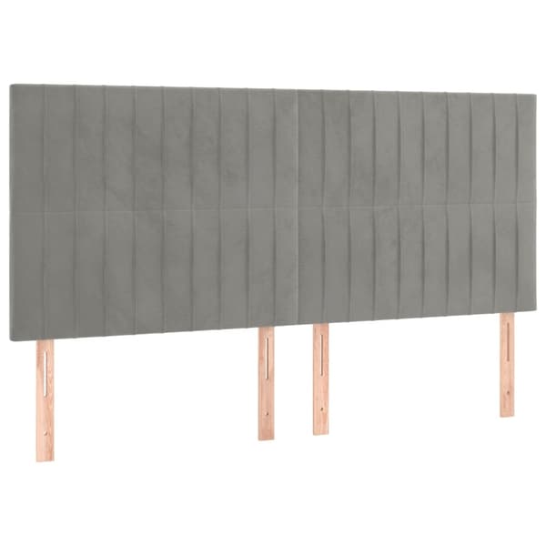 vidaXL Ramsäng med madrass ljusgrå 180x200 cm sammet Grå