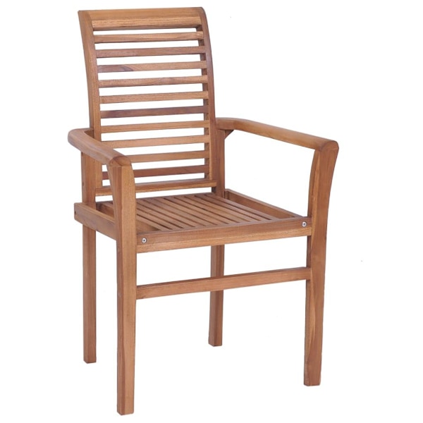 vidaXL Matstolar 4 st med ljusgröna dynor massiv teak Grön