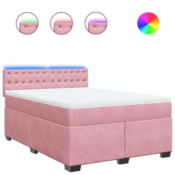 vidaXL Ramsäng med madrass rosa 160x200 cm sammet Rosa