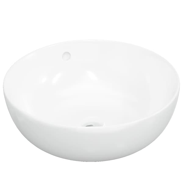 vidaXL Handfat vit 44x17 cm keramik rund Vit