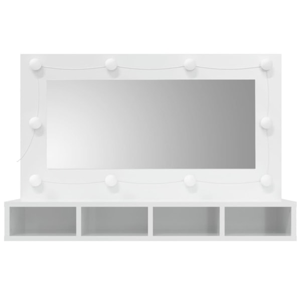 vidaXL Spegelskåp med LED vit högglans 90x31,5x62 cm Vit