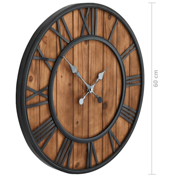 vidaXL Väggklocka med Quartz-urverk trä och metall 60 cm XXL Brun