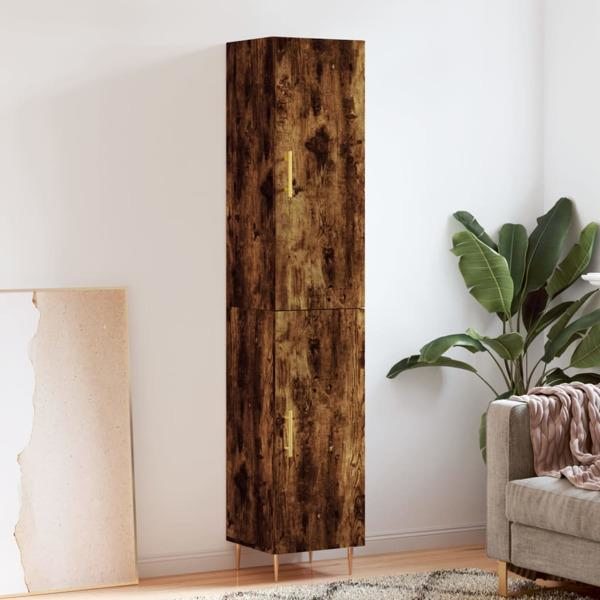 vidaXL Högskåp rökfärgad ek 34,5x34x180 cm konstruerat trä Brun