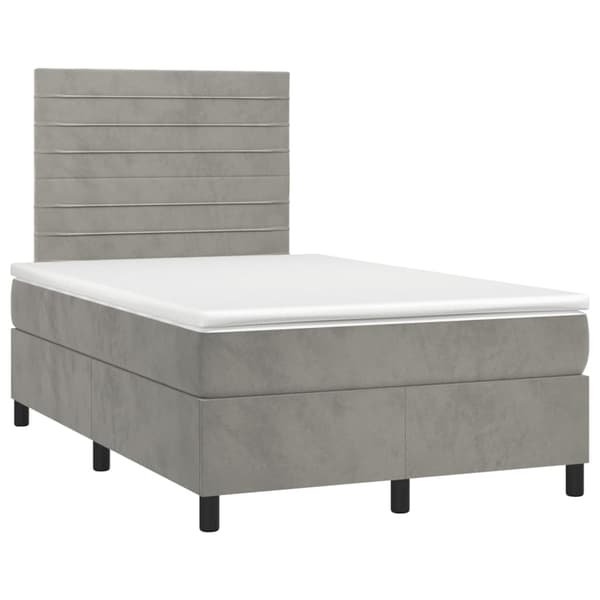 vidaXL Ramsäng med madrass ljusgrå 120x190 cm sammet Grå