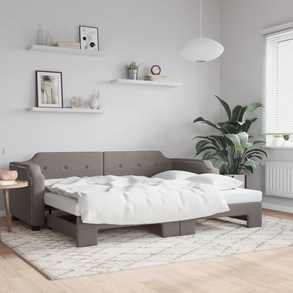vidaXL Dagbädd utdragbar taupe 90x200 cm tyg Taupe