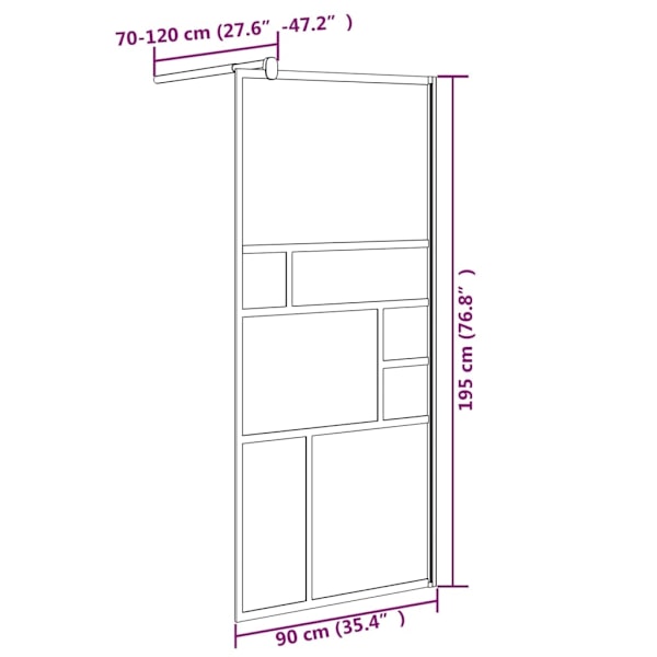 vidaXL Duschvägg 90x195 cm ESG-glas vit Vit