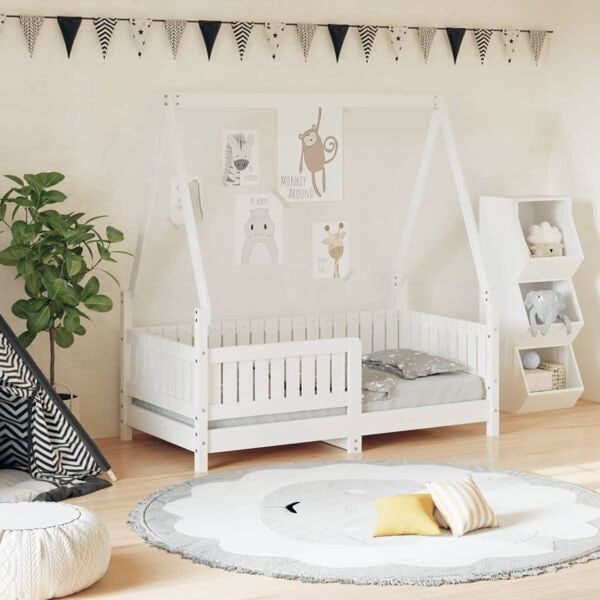 vidaXL Sängram för barnsäng vit 70x140 cm massiv furu Vit