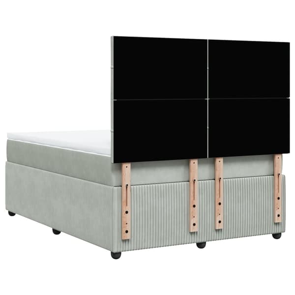 vidaXL Ramsäng med madrass ljusgrå 160x200 cm sammet Grå