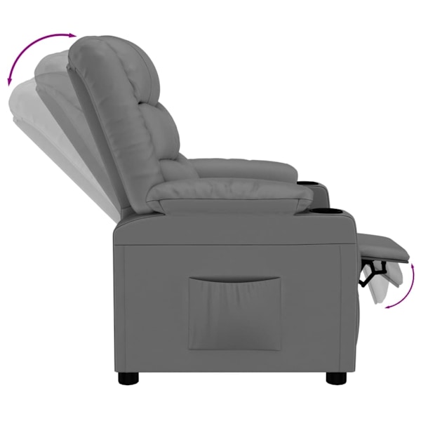 vidaXL Reclinerfåtölj grå konstläder Grå